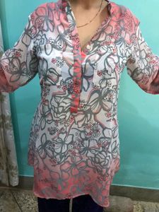 Flower Printed Chiffon Tunic