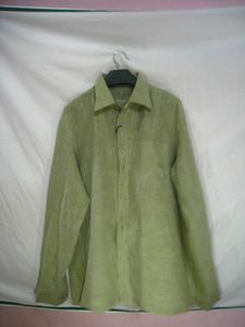 Vintage Olive Green Linen Button-Up Shirt