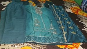 Teal Embroidered Kurta Set with Dupatta
