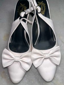 white bow heels