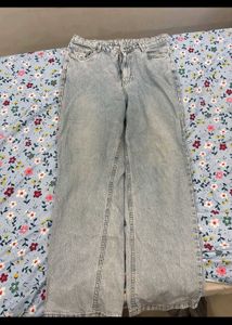 sky blue Light Wash Wide Leg baggy Jeans denim