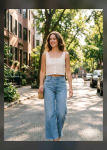 Cropped Cream Crochet Tank Top