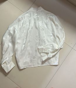Elegant White Brocade Blouse