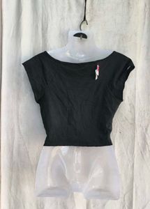 Chic Black Ruched Crop Top