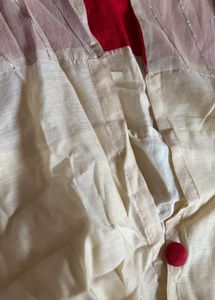 Cream Kurta with Red Accents