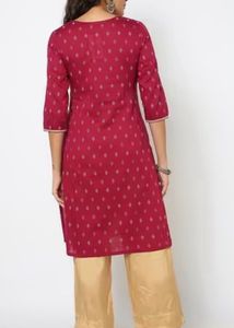 Elegant Pink Cotton Kurti with Embroidery