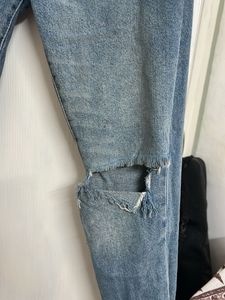 high waist Ripped Knee Denim Jeans