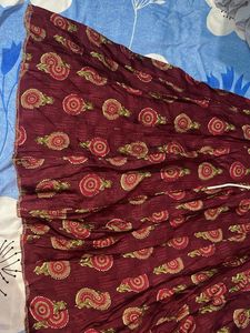 Maroon Printed Ethnic Skirt