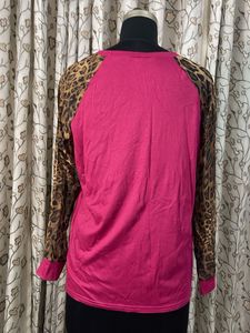Chic Pink &amp; Leopard Print Raglan Top