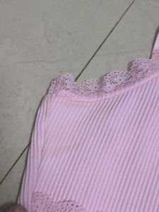 Kawaii Gyaru Cute Pink Ribbed Mini Dress