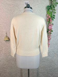 Cream Teddy Bear Embroidered Cardigan