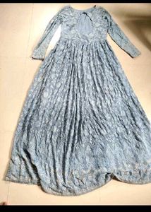 Elegant Grey Floral Gown