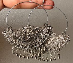 Elegant Oxidized Silver Jhumka Earrings