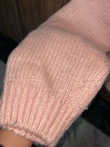 Baby Pink V-Neck Knit Sweater