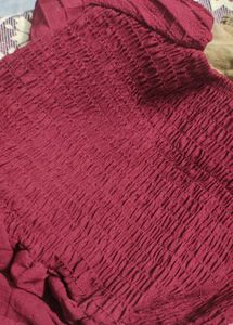 Chic Red Square Neck Puff Sleeve Midi Dress