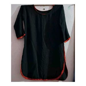 Stylish Black Kurta with Red Trim