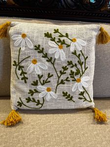 Embroidered Daisy Cushion Cover-2