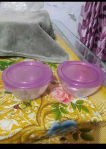 Glass Bowls with Lavender Lids (Set of 2)