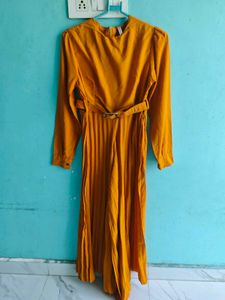 Stylish Pleated Yellow Jumpsuit