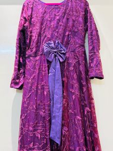 Elegant Purple Floral Embellished Gown
