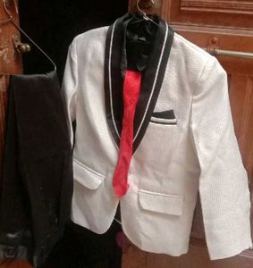 blezer ,pant,shirt set black,white,red tie