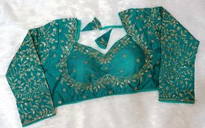 Embroidered Green Full Sleeves Blouse