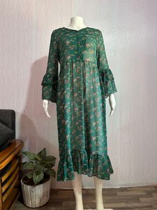Floral Green Korean Dress