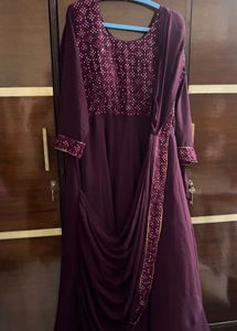 Elegant Purple Embellished Gown