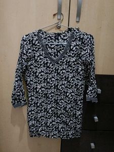 Black & White Floral Kurta