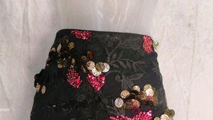 Sparkling Black Sequin Floral Skirt