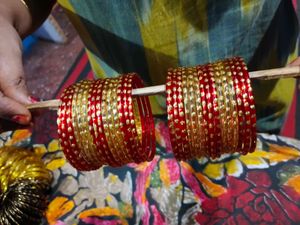 2 hand Red &amp; Gold Bangles Set