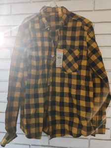 Men's Yellow & Black Plaid Shirt
