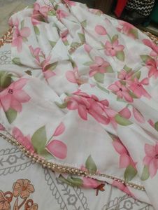 Beautiful Floral Saree with bollywood stylish blou