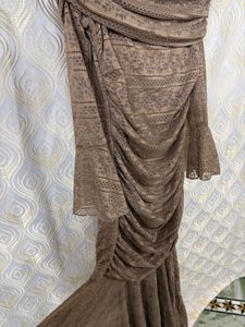 Off-Shoulder Lace fishtail Ruched Dress