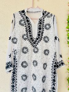 Chikankari Kurta with Black Embroidery