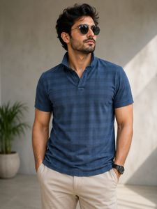 Indian Terrain Men's Plaid Polo Shirt