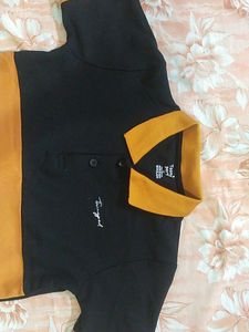 Black &amp; Orange Color Block Polo Shirt
