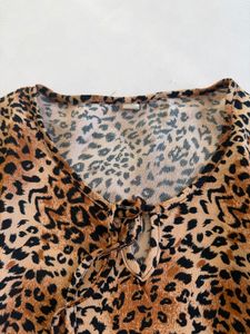 Leopard Print Tie-Neck Top