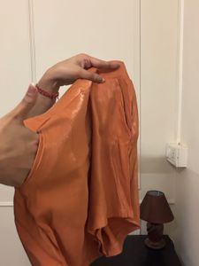 Coord Set Orange Satin Shirt and Shorts