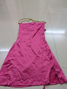Shein Party Dress satin with slit gold chain