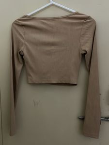 Ribbed Knit Long Sleeve Crop Top