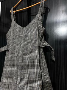 Plaid Strap Dress with Buckle Detail