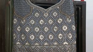 greyish blue ethnic gown