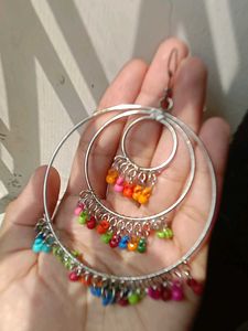 Boho Hoop Earrings with Colorful Beads