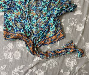 Boho Print Tie up/Wrap Crop Top