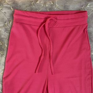 Bright Pink Ribbed Trousers