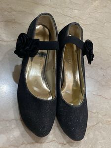 Elegant Party Wear Shimmer Black Pencil Heel