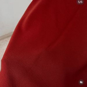 Red Ribbed Mini Skirt