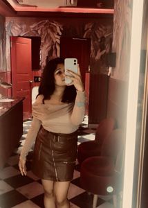 Sparkly Long Sleeve Top 250 rs with Leather Skirt