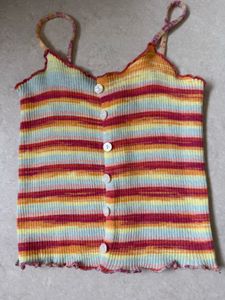 Striped Button-Front Cami Top